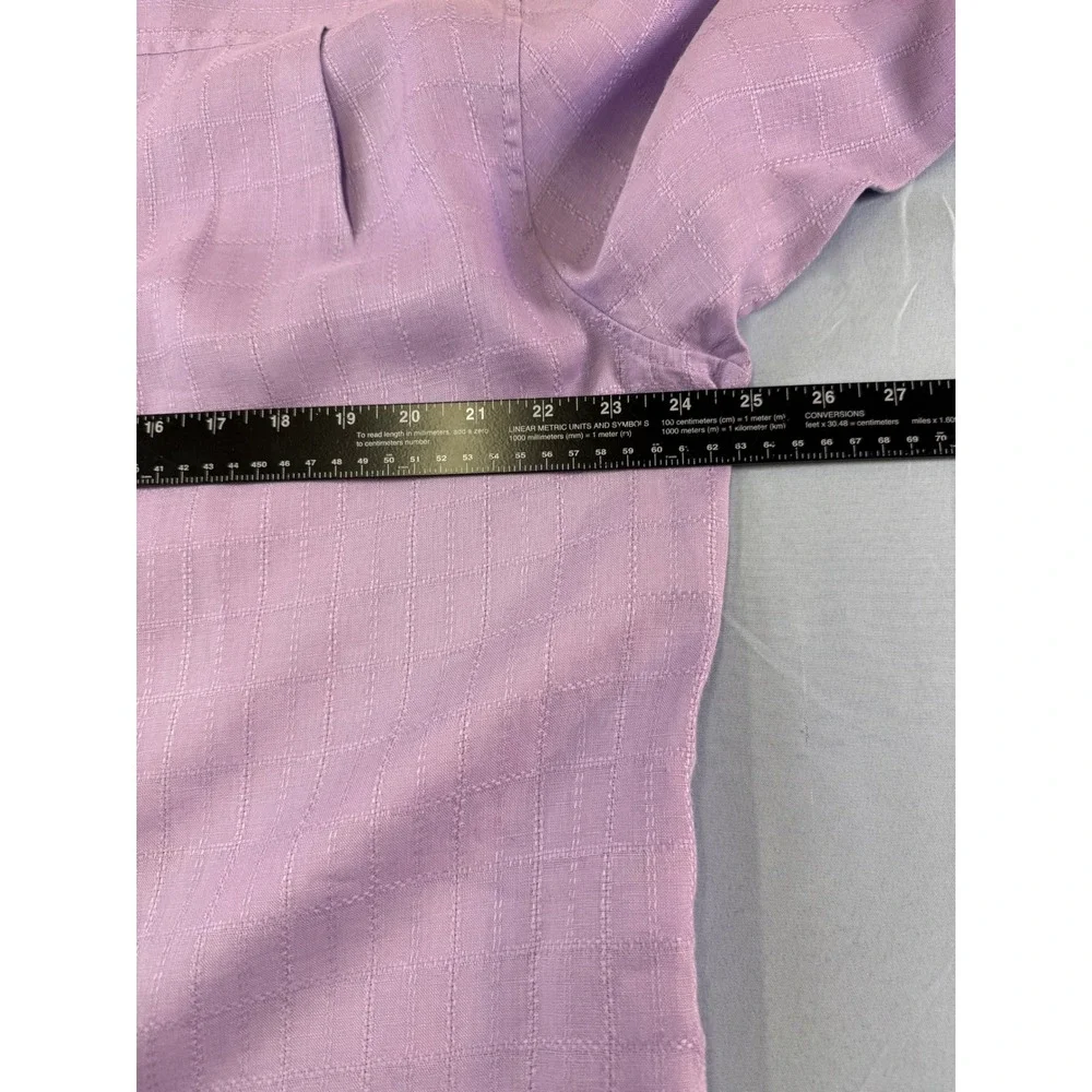 Tommy Bahama Mens Purple 100% Linen Grid‎ Button Up Shirt Large Long Sleeve